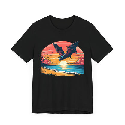 Sunset Bat Short Sleeve Tee ShirtT - ShirtVTZdesignsBlackXSCottonCrew neckDTG