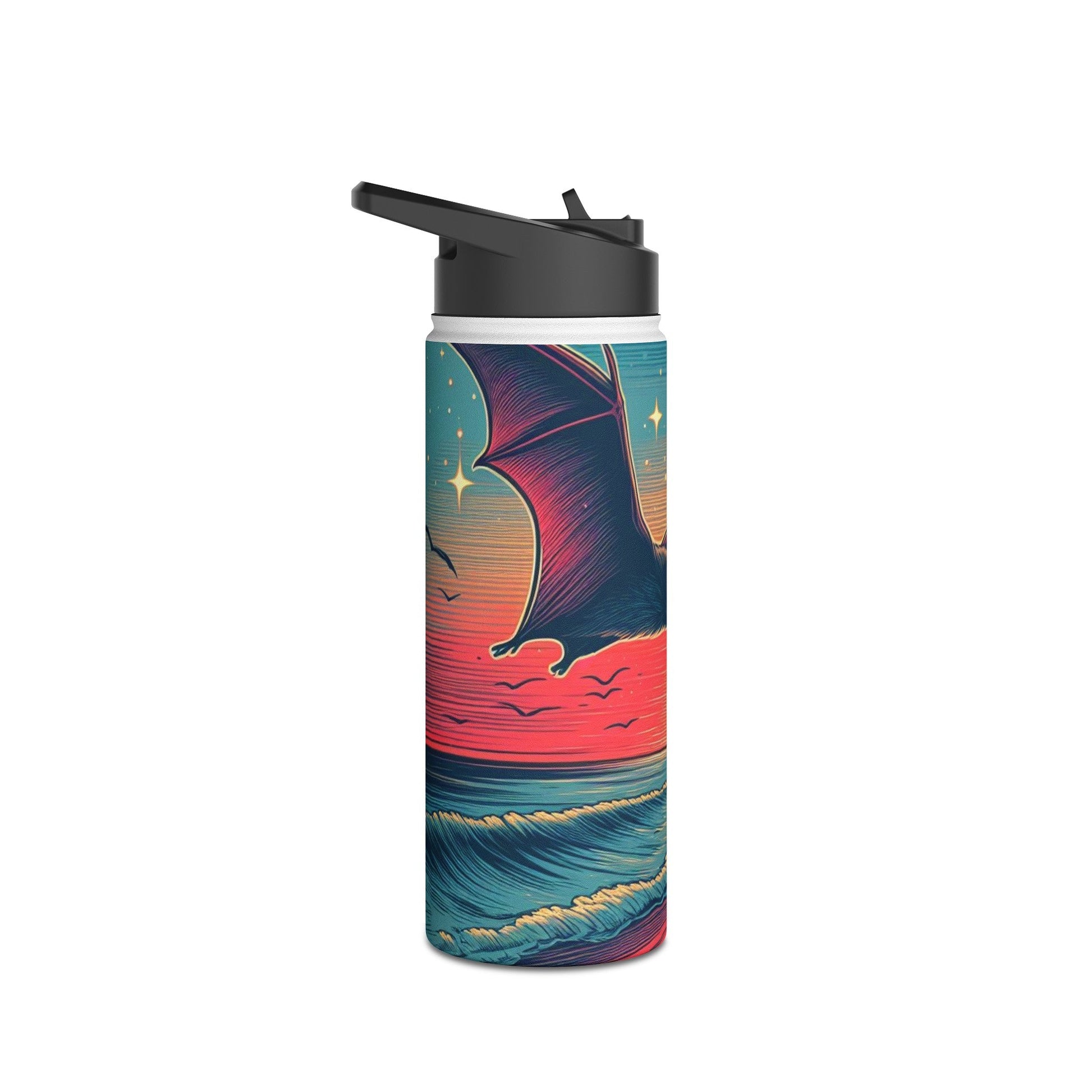 Sunset Bat Stainless Steel Water BottleMugVTZdesigns32ozWhiteBack - to - SchoolbatBeverage