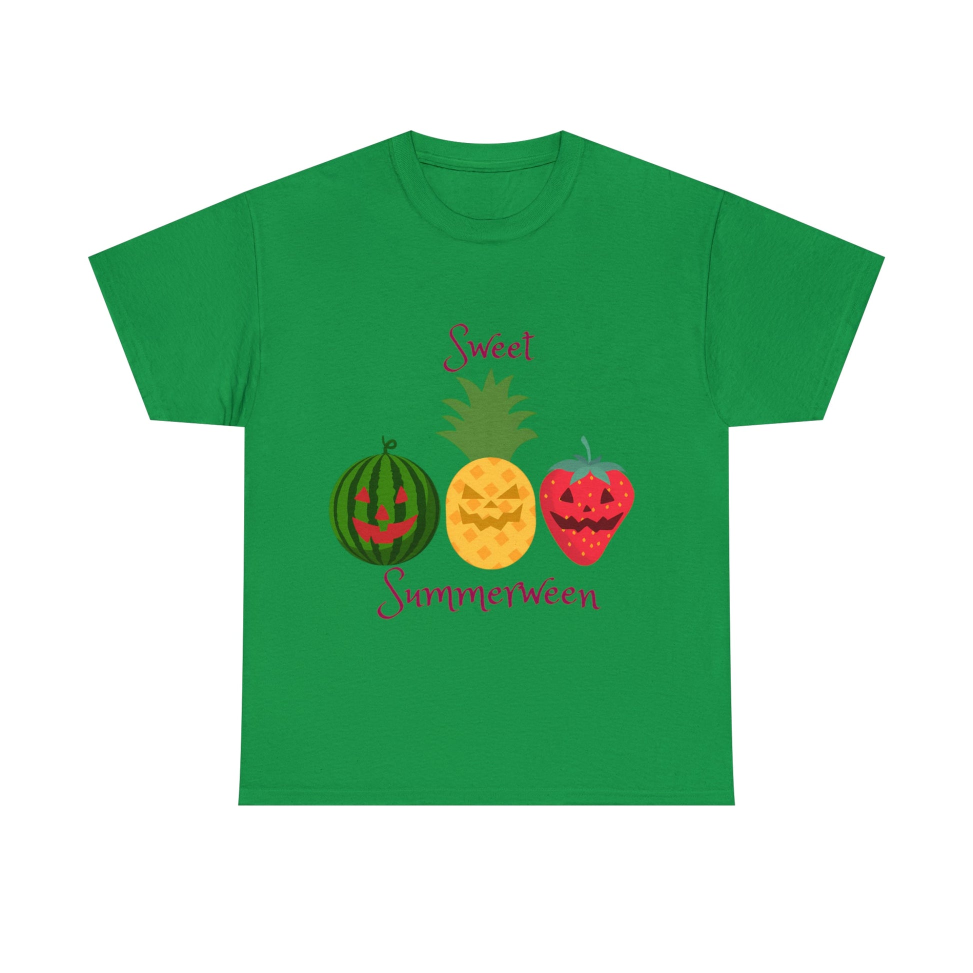 Sweet Summerween Shirt Tee Watermelon Pineapple Strawberry Jack o lantern FaceT - ShirtVTZdesignsIrish GreenSCrew neckDTGhalloween