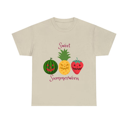 Sweet Summerween Shirt Tee Watermelon Pineapple Strawberry Jack o lantern FaceT - ShirtVTZdesignsSandSCrew neckDTGhalloween