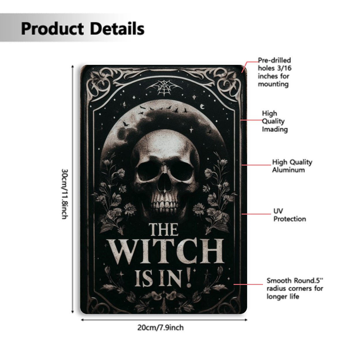 The Witch Is In SignVTZdesignsWhite12x16inchaluminumArt & Wall Decorgothic wall decor