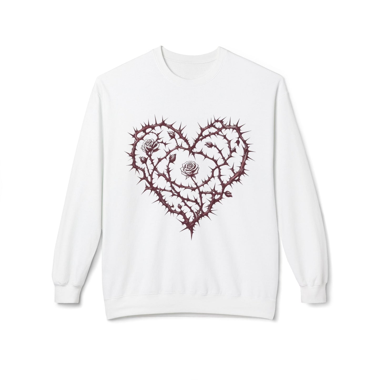 Thorns and Roses Heart Pullover SweatshirtSweatshirtVTZdesignsWhiteSclothingdarkgothic