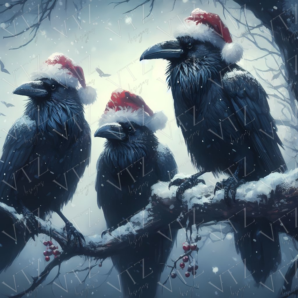 Three Ravens In Winter PosterVTZdesigns8″×10″art printchristmaschristmassy