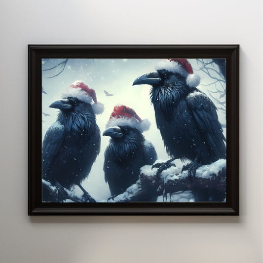 Three Ravens In Winter PosterVTZdesigns8″×10″art printchristmaschristmassy