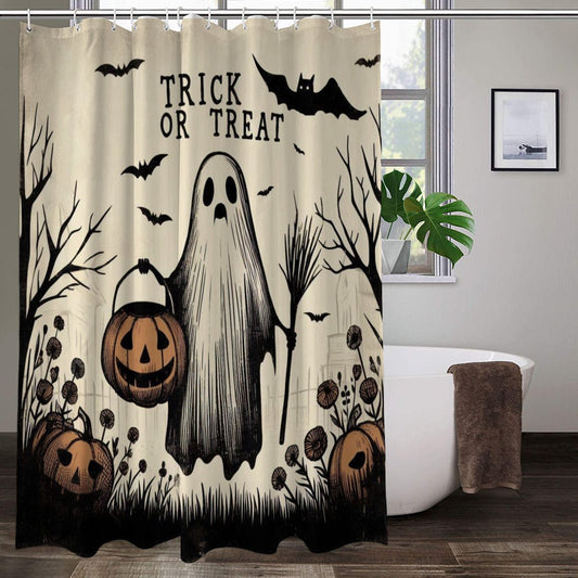 Trick or Treat Ghost Shower CurtainVTZdesignsWhiteOne size