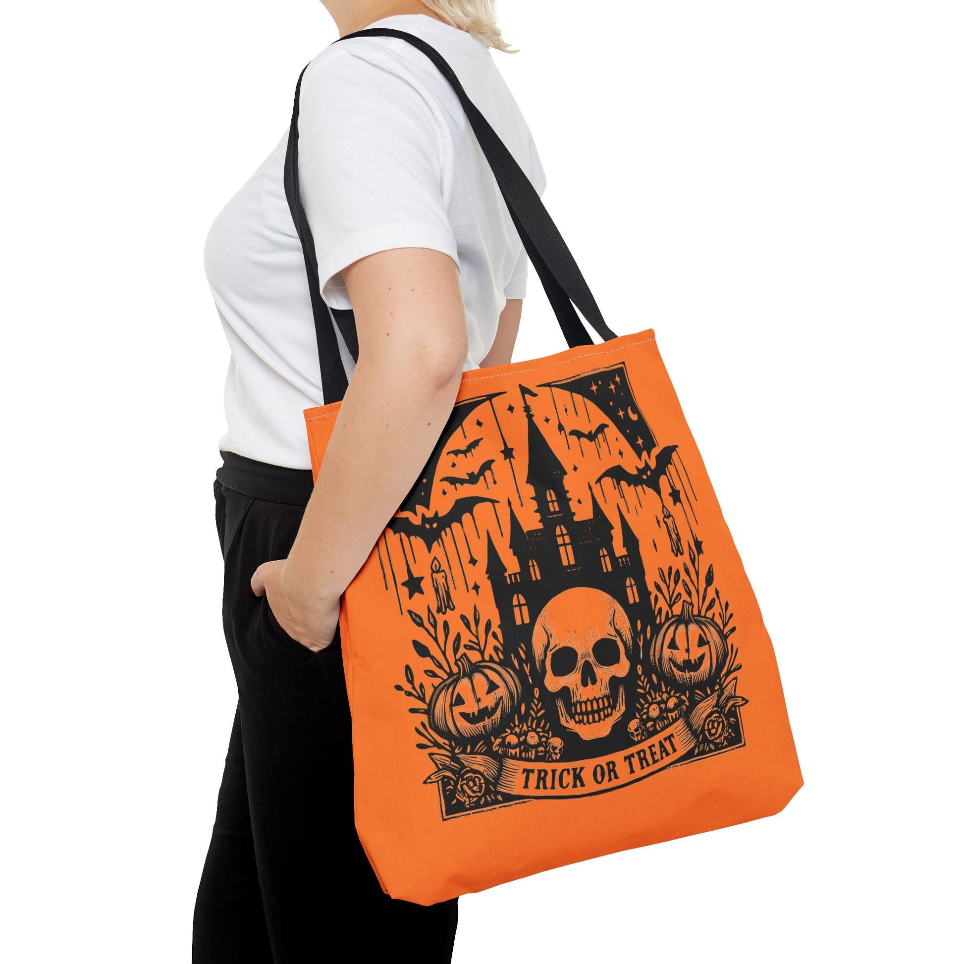 Trick Or Treat Halloween Tote BagBagsVTZdesigns18" × 18''BlackAccessoriesAll Over PrintAssembled in the USA