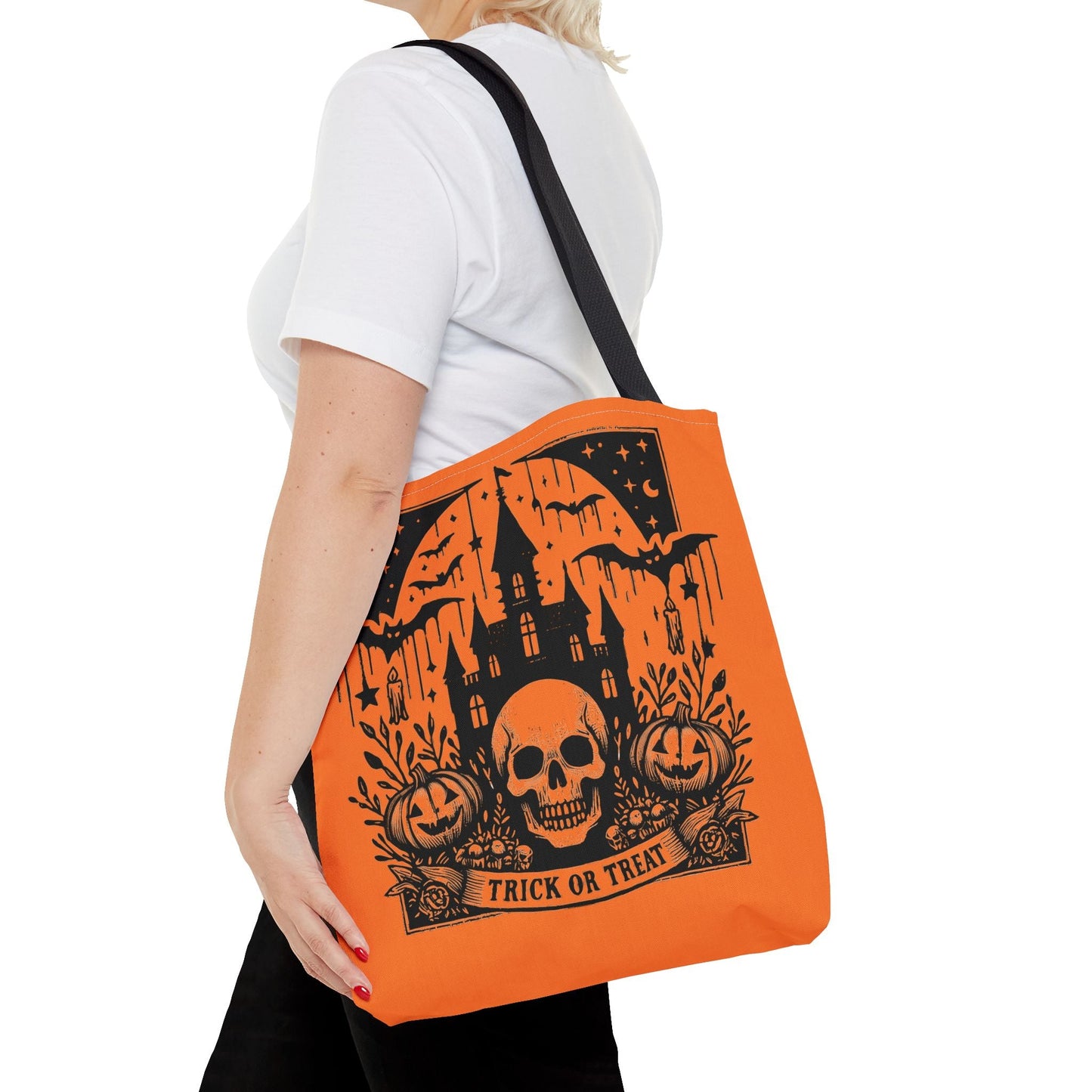 Trick Or Treat Halloween Tote BagBagsVTZdesigns18" × 18''BlackAccessoriesAll Over PrintAssembled in the USA