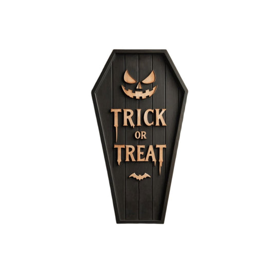 Trick Or Treat Wood SignVTZdesignsWhite16x16Inch