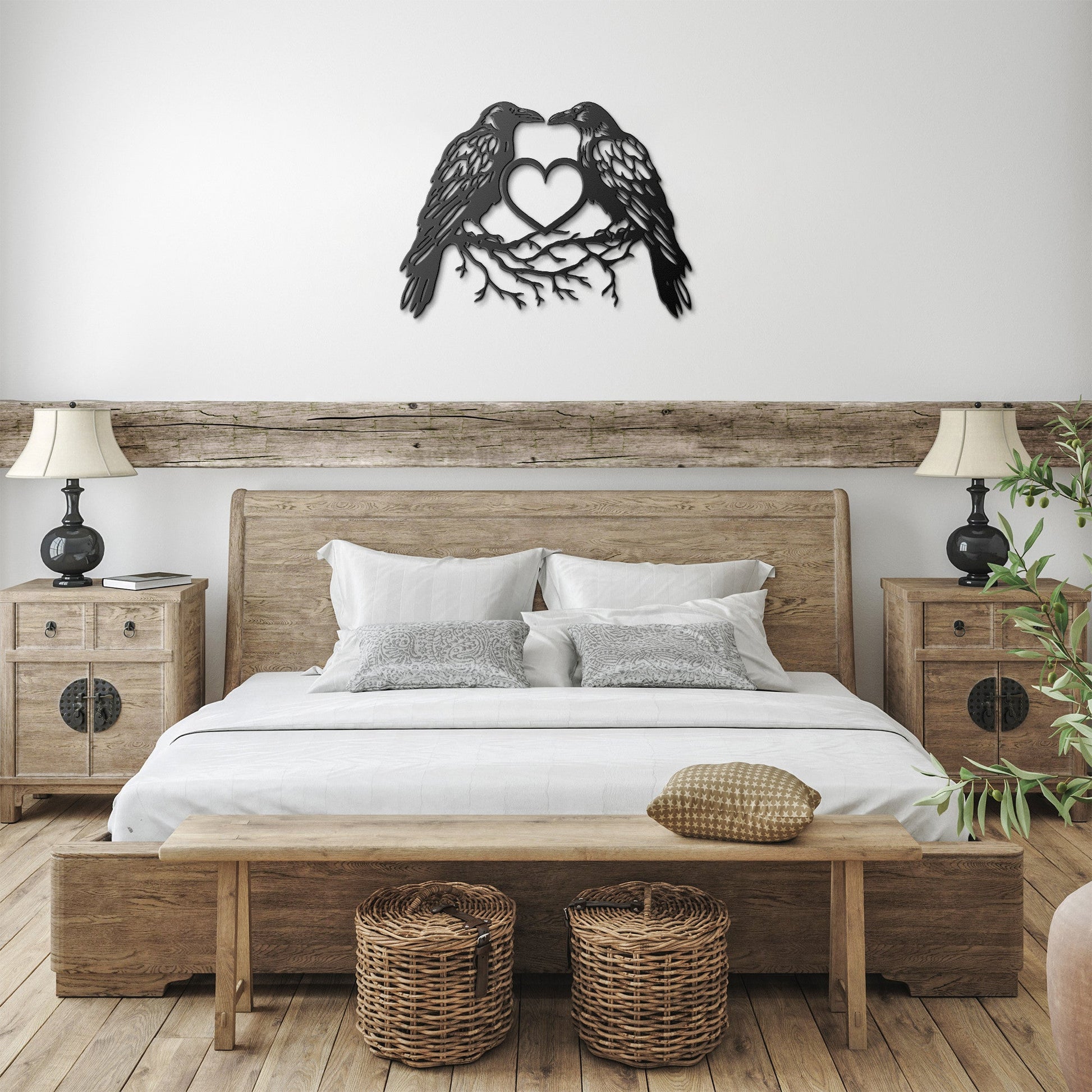 Two Ravens In Love Metal SignWall ArtVTZdesignsBlack12 InchArt & Wall Decorbranchescrow