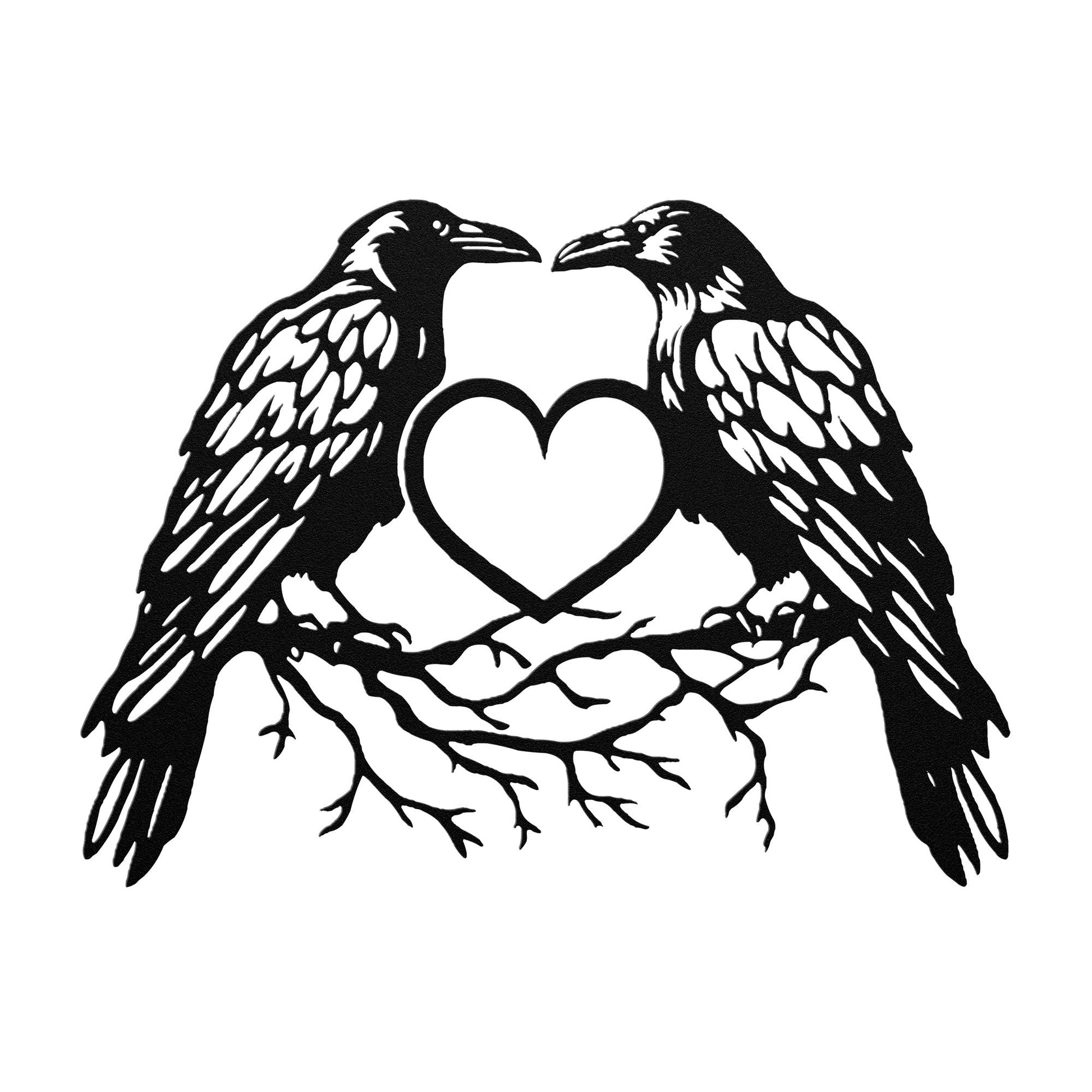 Two Ravens In Love Metal SignWall ArtVTZdesignsBlack12 InchArt & Wall Decorbranchescrow