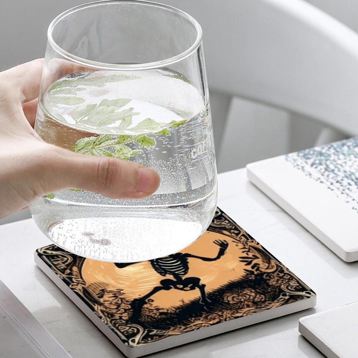 Vintage Inspired Halloween Coasters Set of 6VTZdesignsWhiteOne Size
