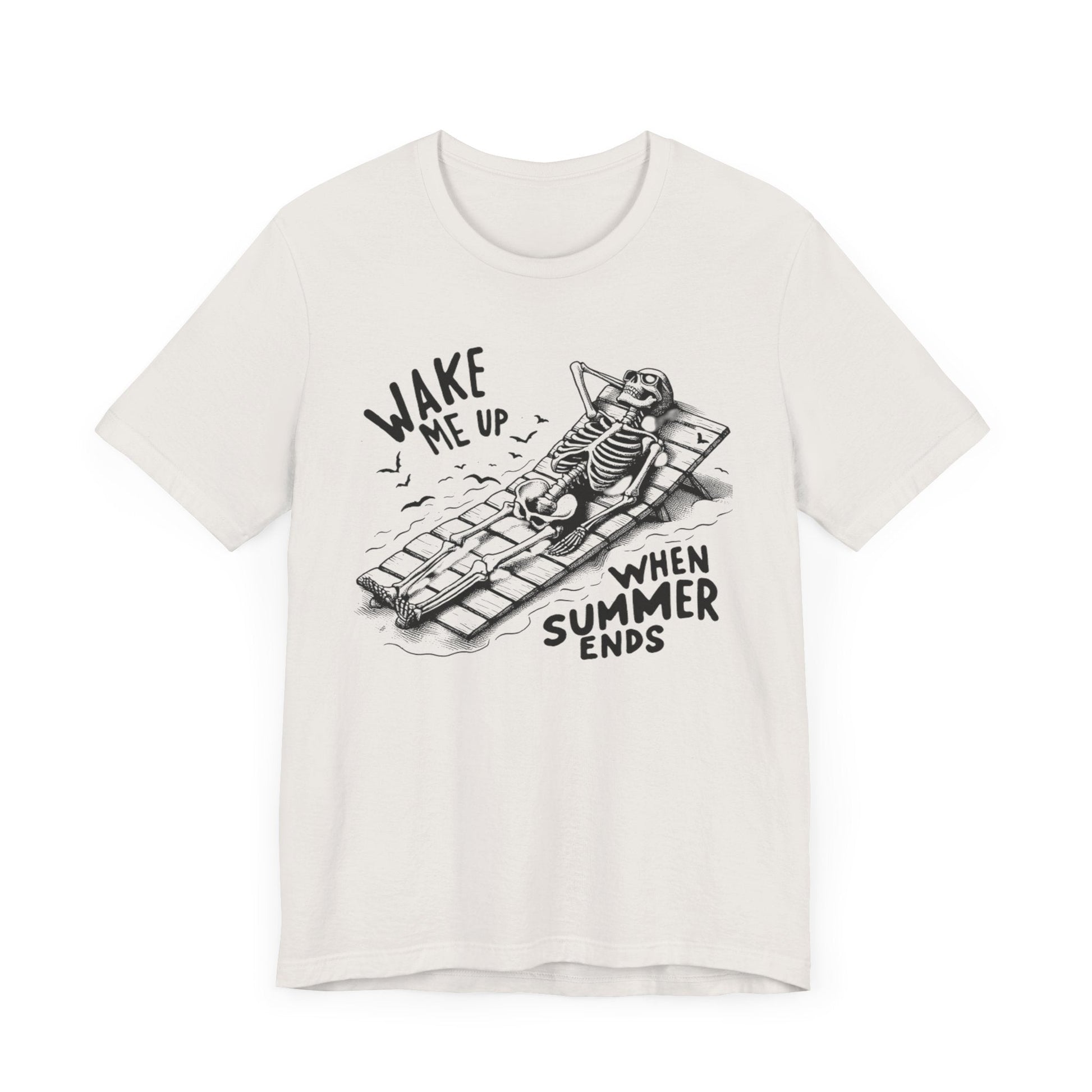 Wake Me Up When Summer Ends Short Sleeve Tee ShirtT - ShirtVTZdesignsVintage WhiteXSbeachclothingCotton