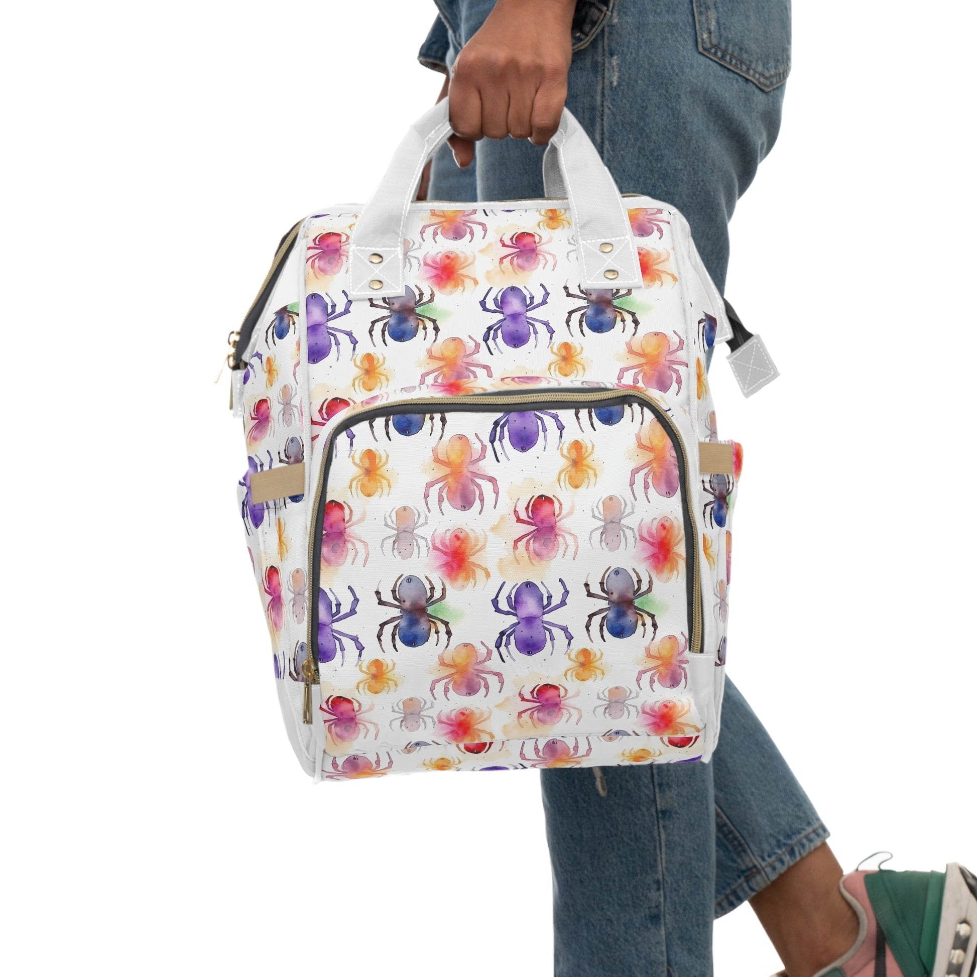 Watercolor Spiders Boy Girl Halloween Multifunctional Diaper Bag BackpackBagsVTZdesigns15.0" × 10.8" × 6.7''AccessoriesAll Over PrintAOP