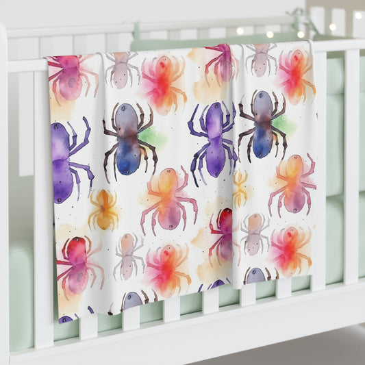 Watercolor Spiders Boys Girls Halloween Baby Swaddle BlanketHome DecorVTZdesigns30" × 40"WhiteAccessoriesAll Over PrintAOP