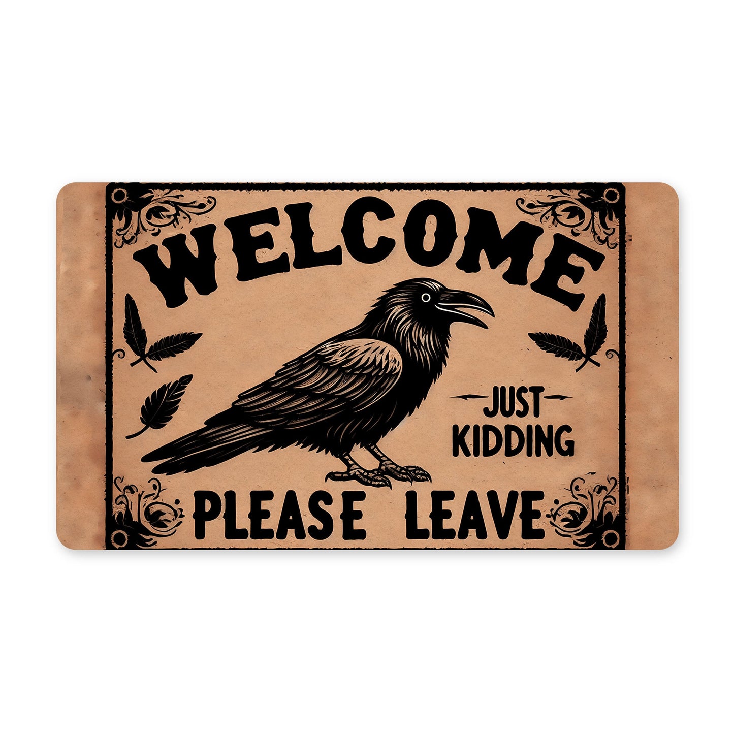 Welcome Just Kidding Please Leave Rubber DoormatdoormatsVTZdesigns30x18Whitedoor matemofunny
