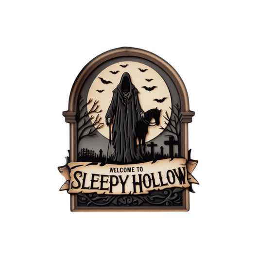 Welcome To Sleepy Hollow Wood SignVTZdesignsWhite16x16Inch