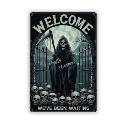 Welcome We've Been Waiting SignVTZdesignsWhite12x16inchaluminumArt & Wall Decorgothic