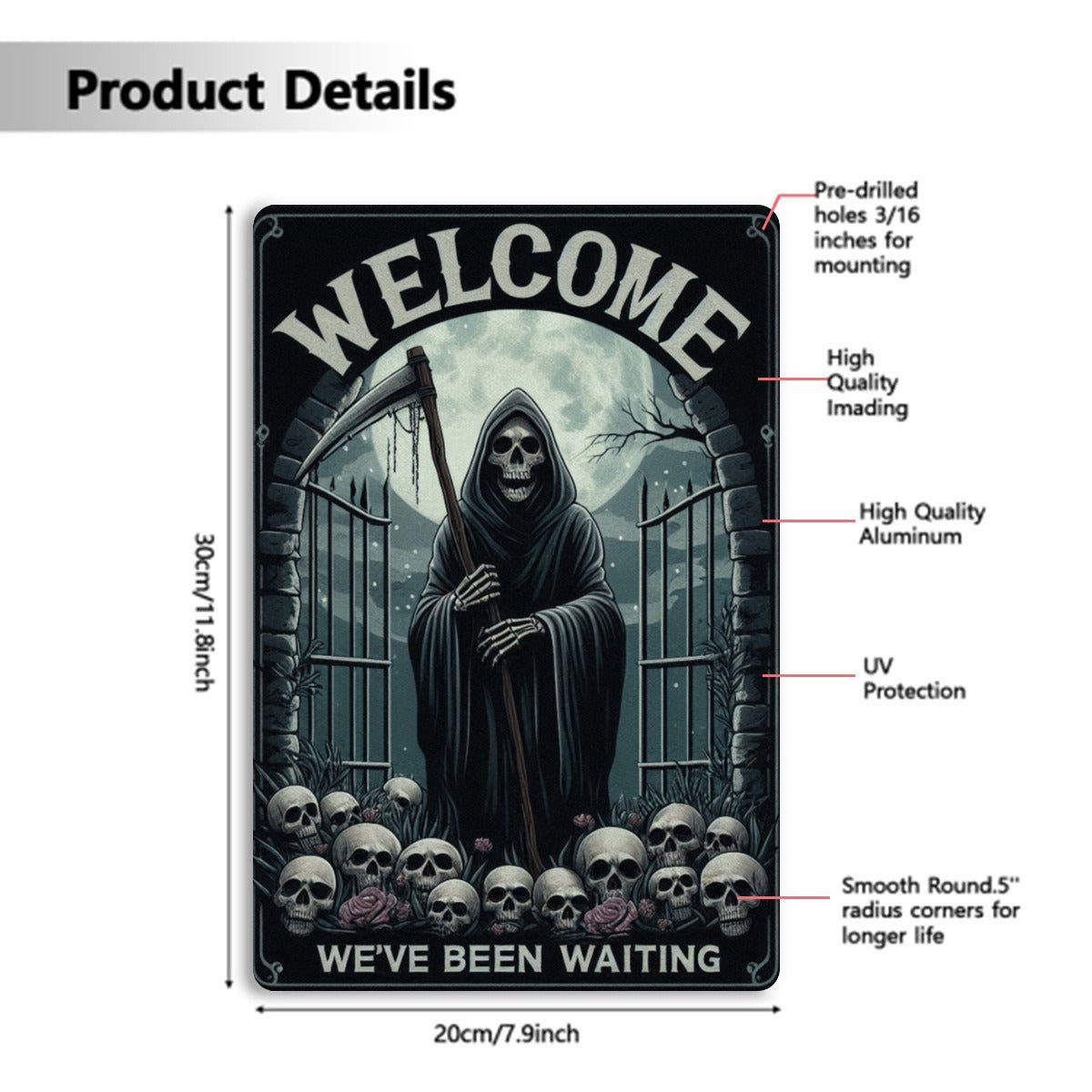 Welcome We've Been Waiting SignVTZdesignsWhite12x16inchaluminumArt & Wall Decorgothic