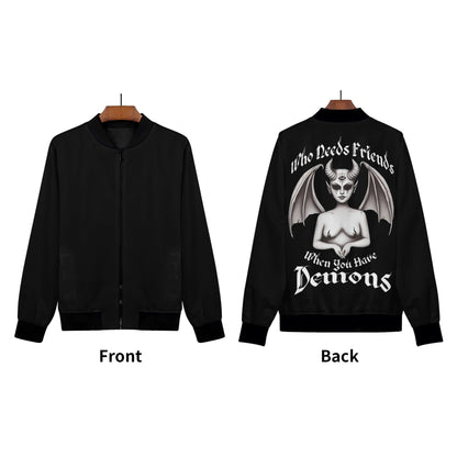 Who Needs Friends When You Have Demons Zip Up Bomber JacketVTZdesignsSclothesclothingcoat