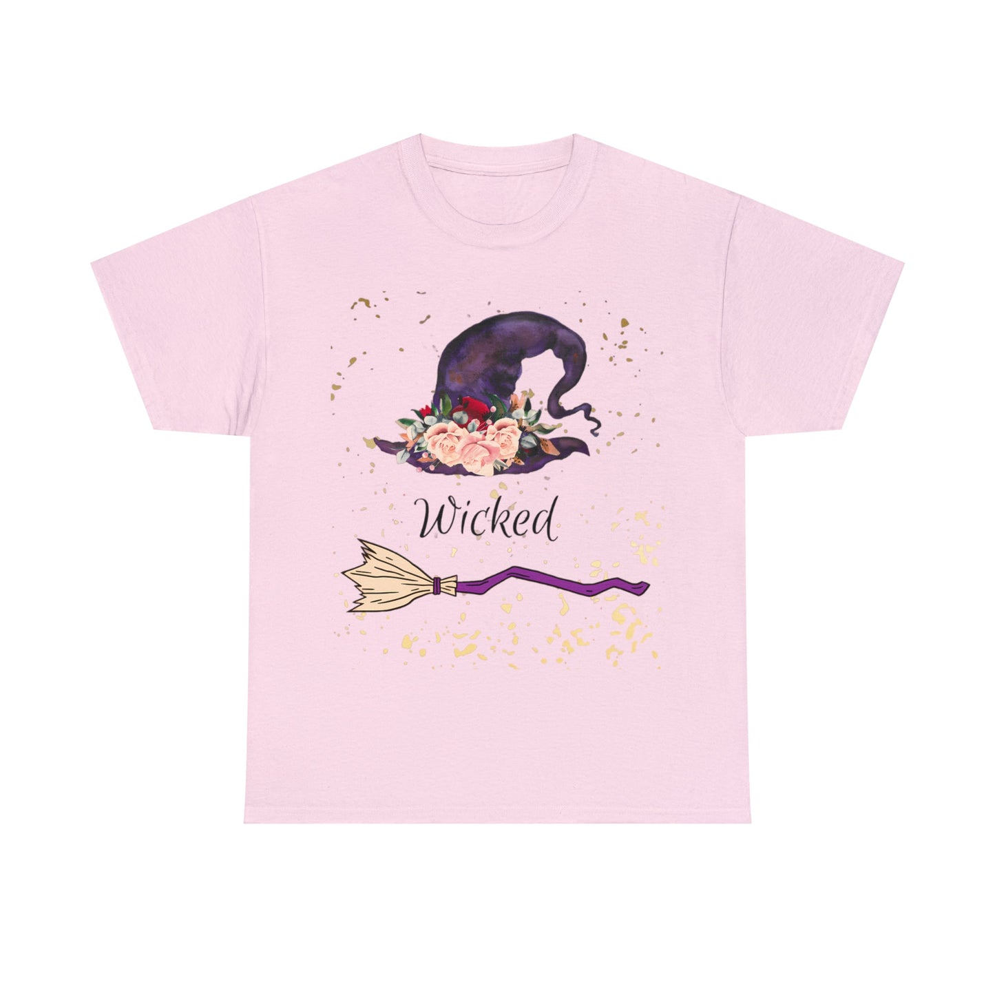 Wicked Witch Hat and Broom Tee ShirtT - ShirtVTZdesignsLight PinkSCrew neckDTGglitter