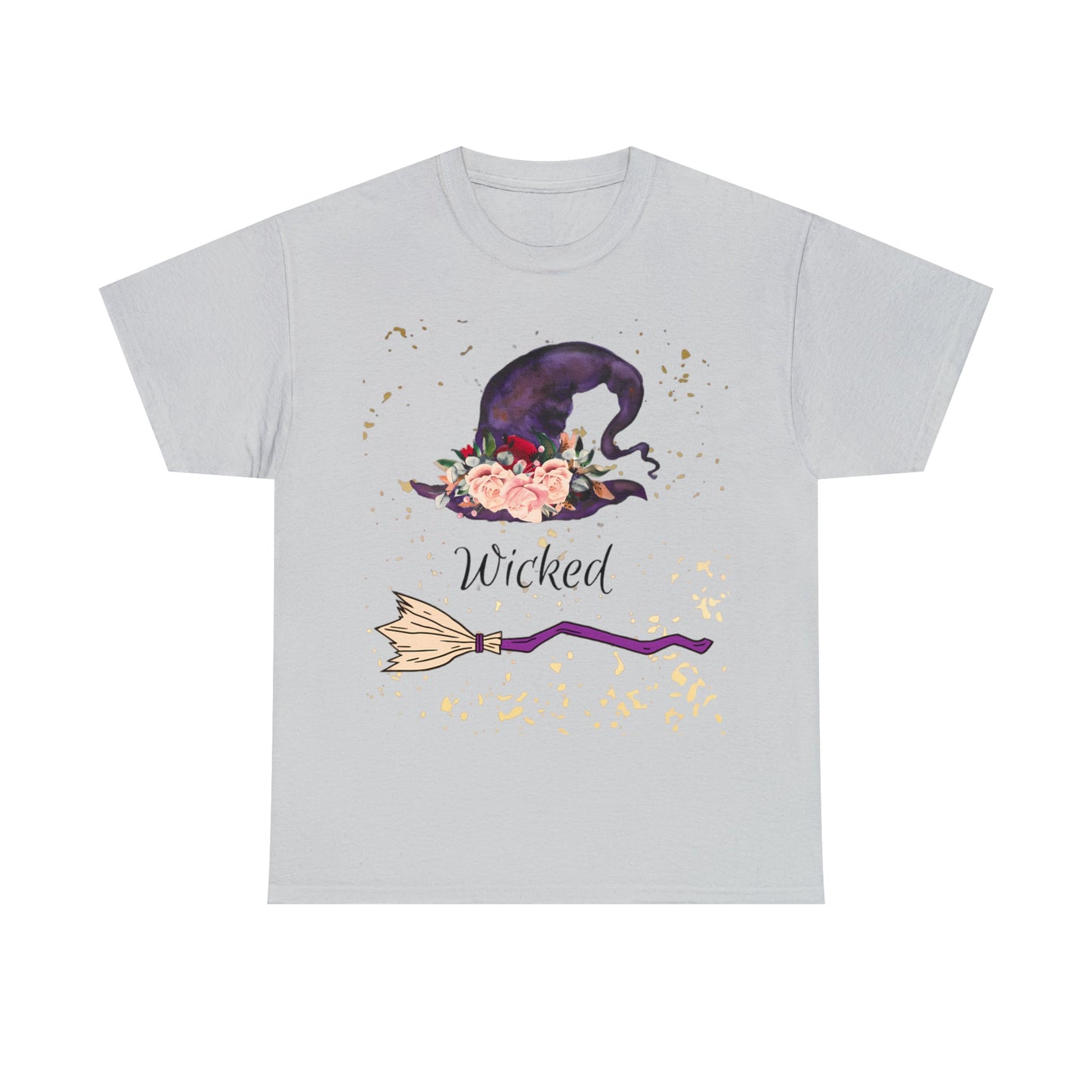 Wicked Witch Hat and Broom Tee ShirtT - ShirtVTZdesignsIce GreySCrew neckDTGglitter