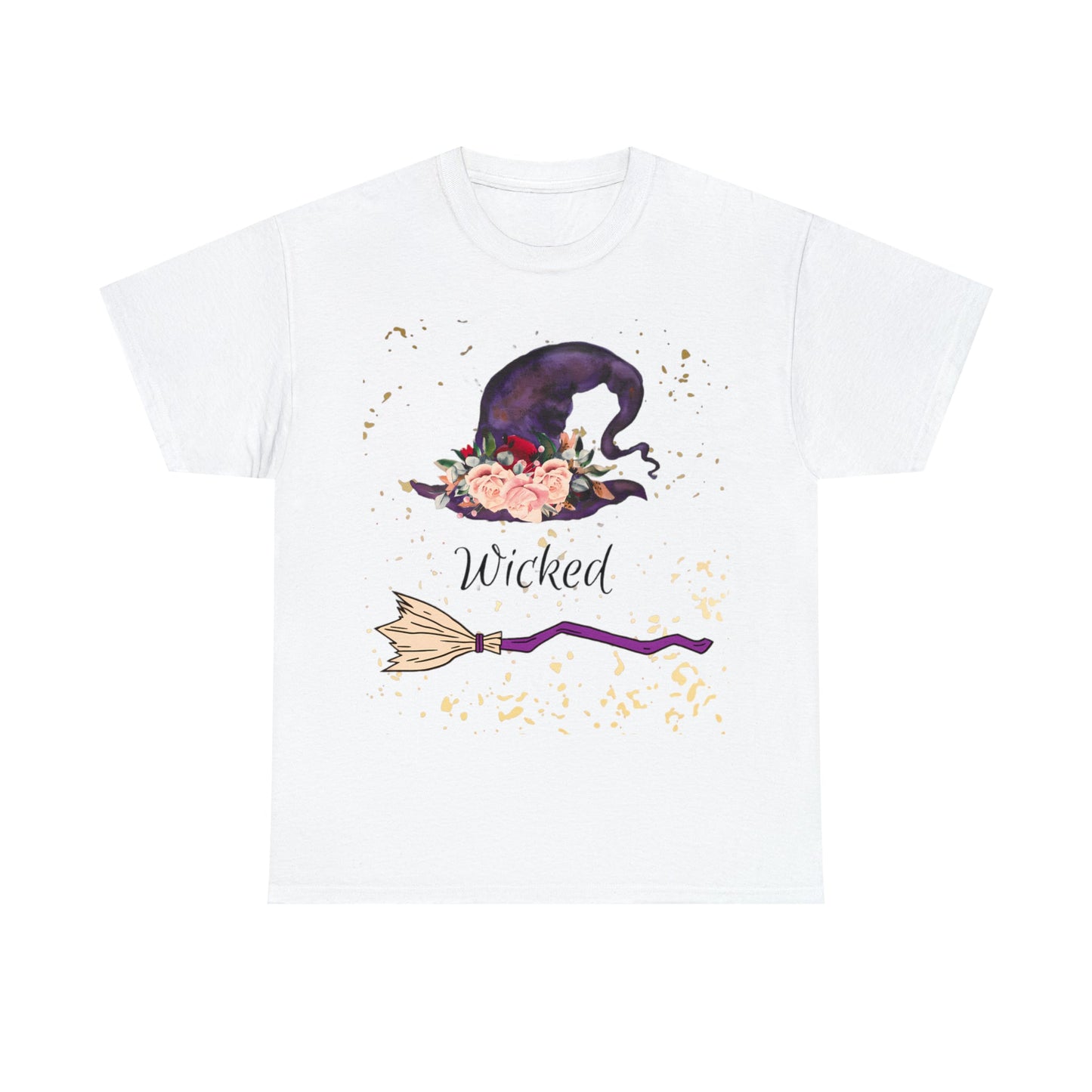 Wicked Witch Hat and Broom Tee ShirtT - ShirtVTZdesignsWhiteSCrew neckDTGglitter