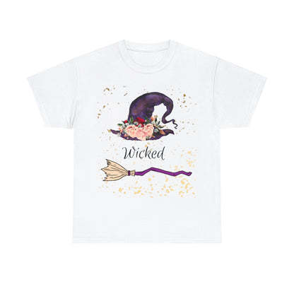 Wicked Witch Hat and Broom Tee ShirtT - ShirtVTZdesignsWhiteSCrew neckDTGglitter