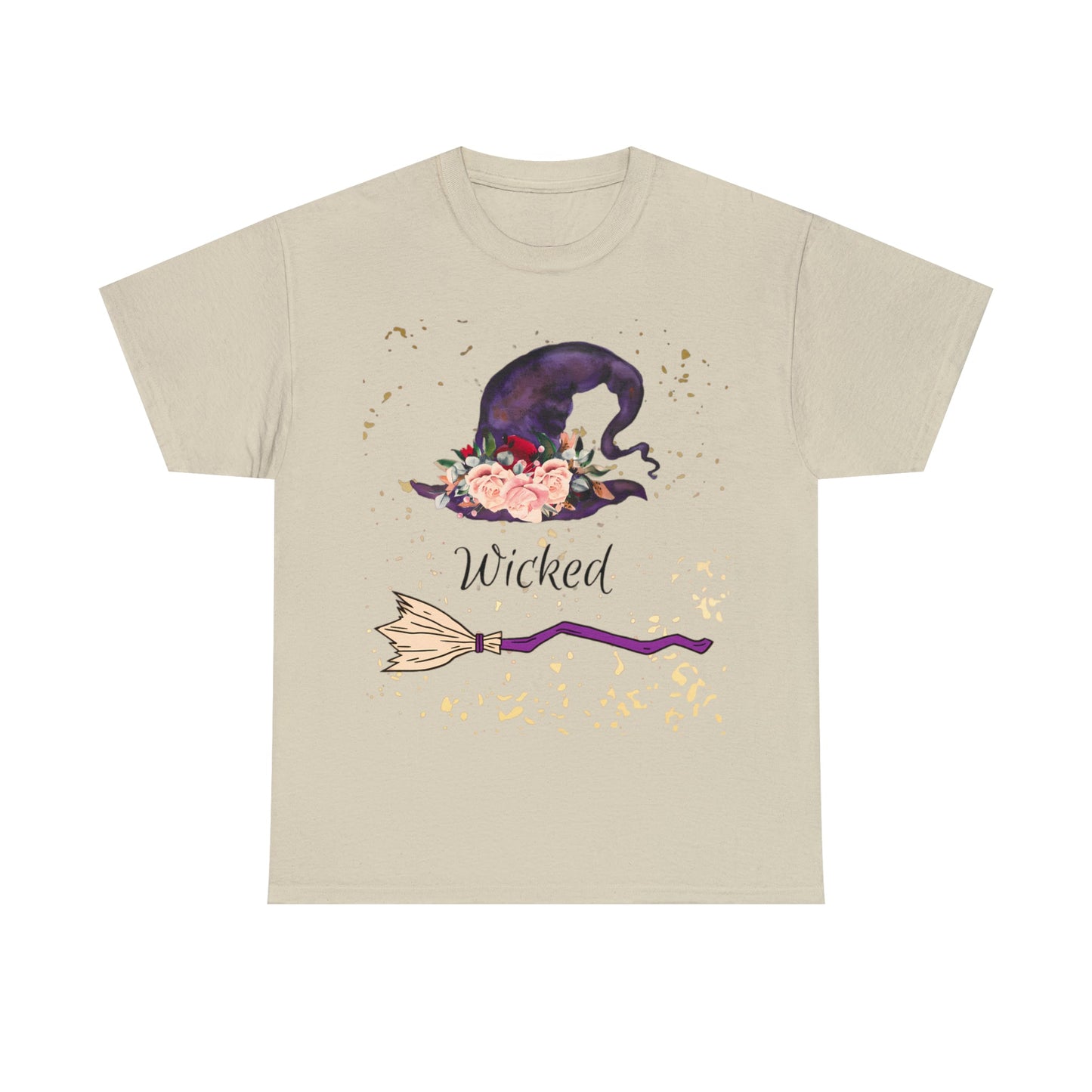 Wicked Witch Hat and Broom Tee ShirtT - ShirtVTZdesignsSandSCrew neckDTGglitter