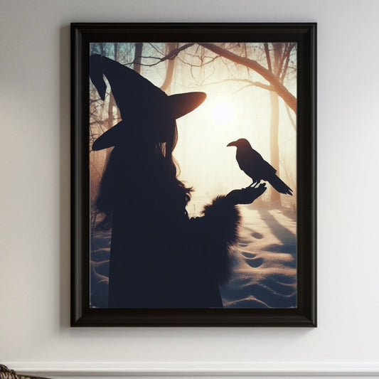 Winter Witch PosterVTZdesigns10″×10″art printchristmascrow