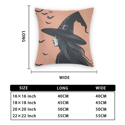 Witch and Haunted House Throw Pillowcase Set of 2pillowcaseVTZdesignsWhite16x16Inchhalloweenminimalistpillow