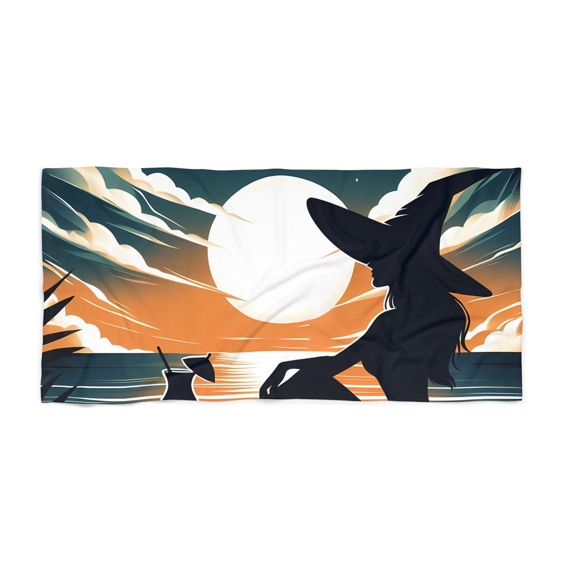 Witch On Beach At Sunset Beach TowelHome DecorVTZdesigns36" × 72"14ozBathBathroom