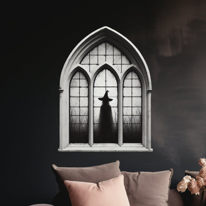 Witch Silhouette In White Window Wood SignHome DecorVTZdesignsWhite16x16InchArt & Wall DecorDecorgothic wall decor