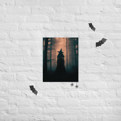 Witch Silhouette Walking In Dark Forest Poster Wall Art PrintVTZdesigns16″×20″academiaArt & Wall Decorcreepy