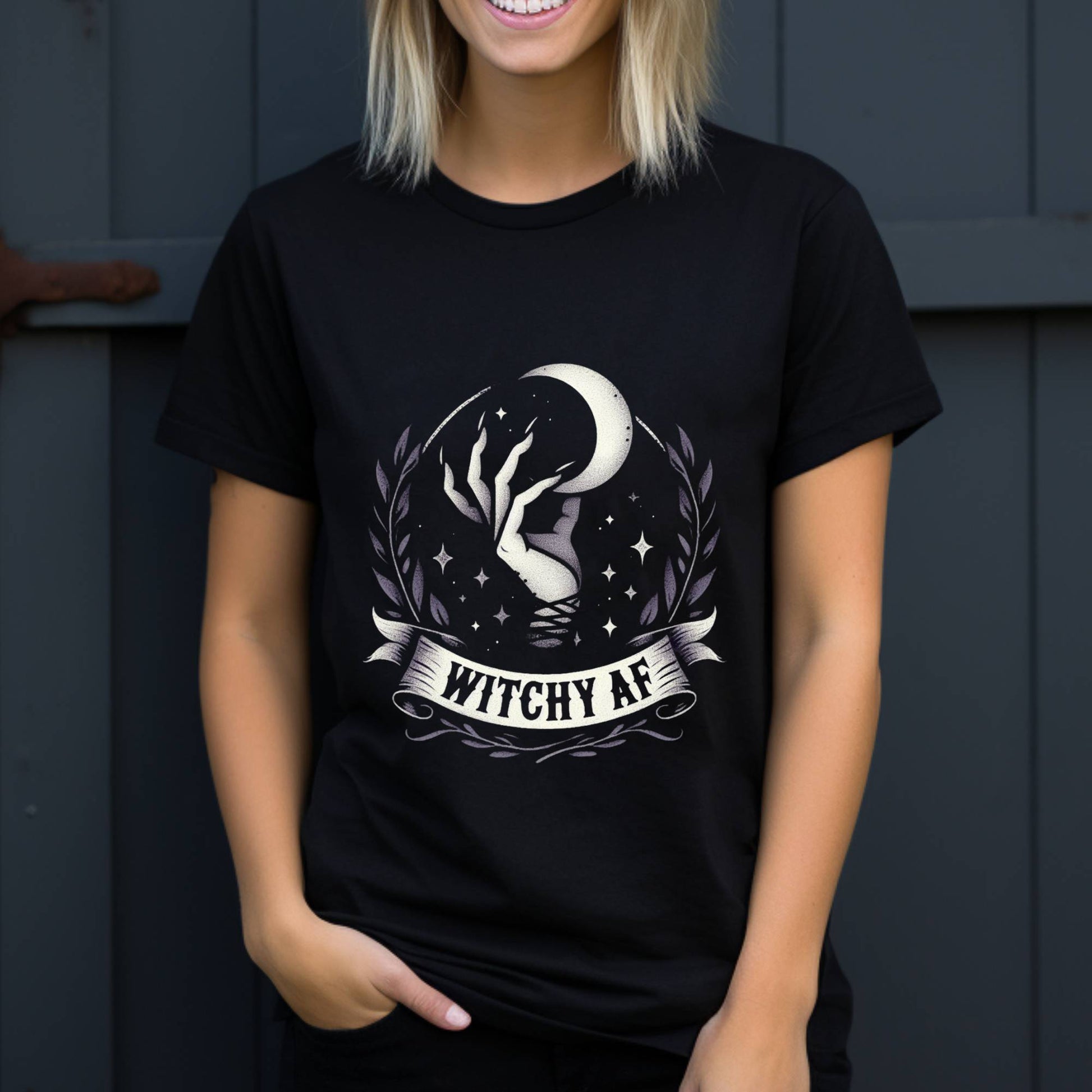Witchy AF Tee ShirtT - ShirtVTZdesignsBlackSCrew neckDTGgothic
