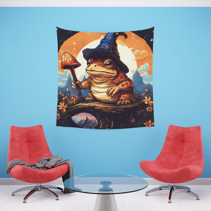 Wizard Toad With Mushroom Wand Printed Wall TapestryHome DecorVTZdesigns34" × 40"All Over PrintAOPcottage core