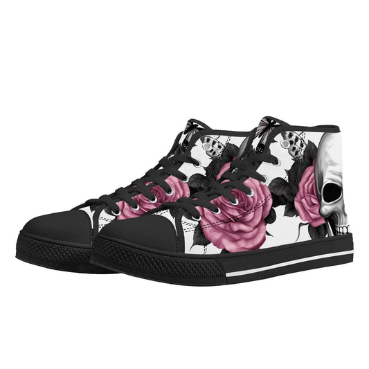 Womens Skulls Butterflies and Roses High Top ShoesVTZdesignsBlackUS11.5 (EU43)butterflygirlyglam