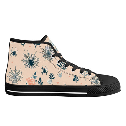 Womens Spiderwebs and Roses High Top ShoesVTZdesignsBlackUS11.5 (EU43)blushgirlygoth