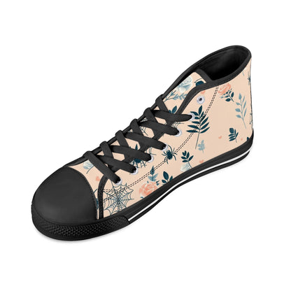 Womens Spiderwebs and Roses High Top ShoesVTZdesignsBlackUS11.5 (EU43)blushgirlygoth