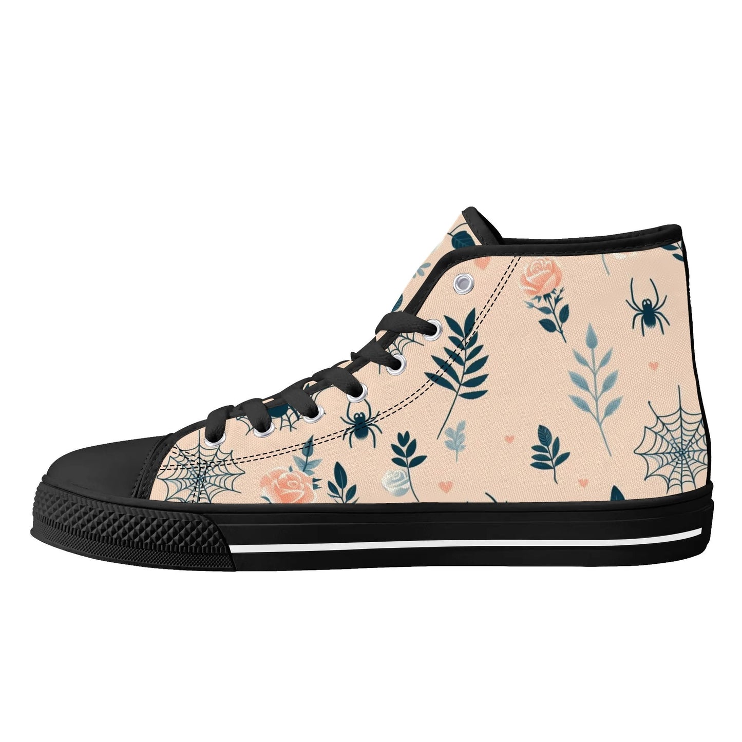 Womens Spiderwebs and Roses High Top ShoesVTZdesignsBlackUS11.5 (EU43)blushgirlygoth