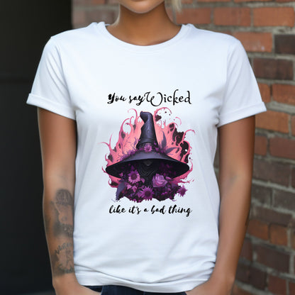 You Say Wicked Like It's A Bad Thing Tee ShirtT - ShirtVTZdesignsCharcoalSCrew neckDTGfloral